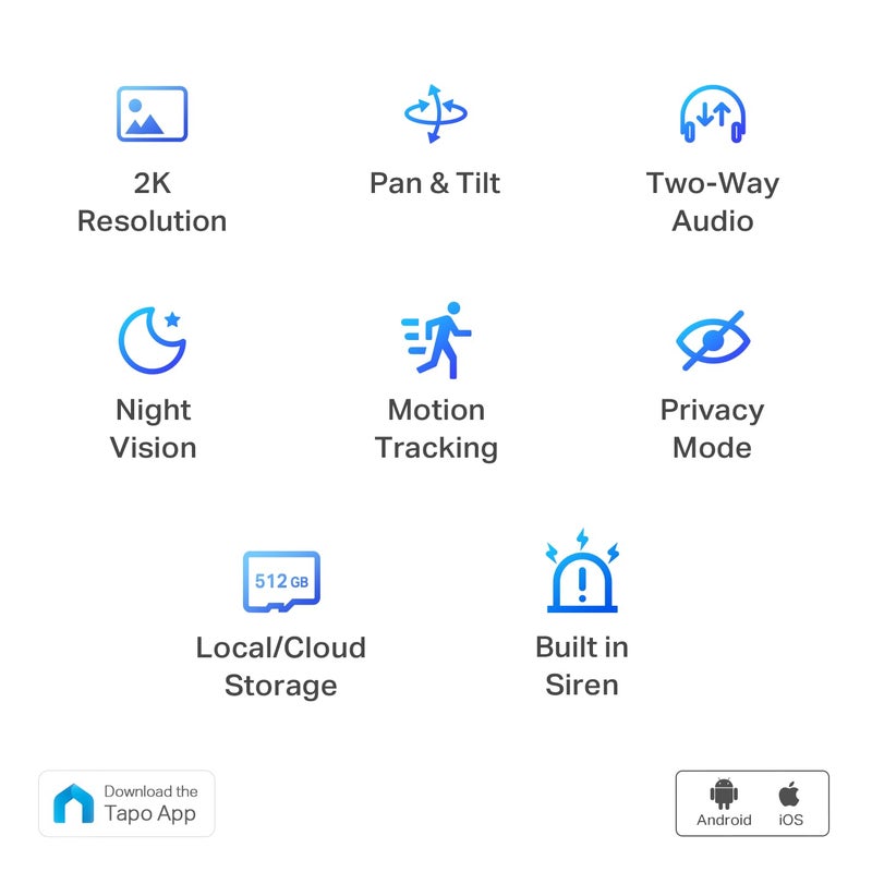 Tapo TP-Link 2K Pan Tilt Security Camera for Baby Monitor, Dog Camera w/Motion Detection, 2-Way Audio Siren, Night Vision, Cloud &SD Card Storage (Up to 256 GB), Works with Alexa & Google Home (C210) - Image 2