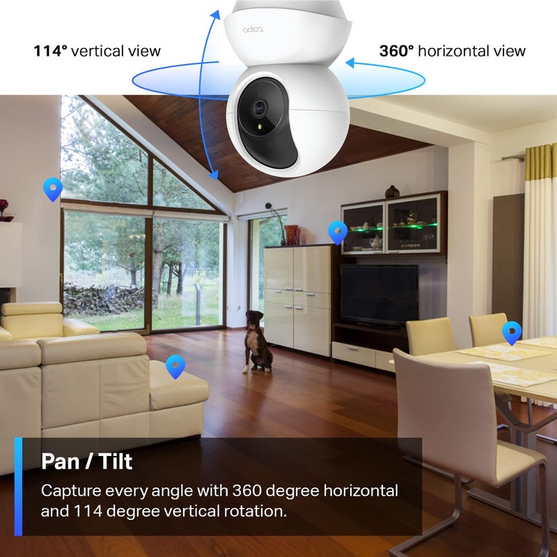 Tapo TP-Link 2K Pan Tilt Security Camera for Baby Monitor, Dog Camera w/Motion Detection, 2-Way Audio Siren, Night Vision, Cloud &SD Card Storage (Up to 256 GB), Works with Alexa & Google Home (C210) - Image 3