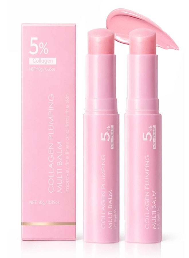 ERRECI PDRN Pink Collagen Multi Balm Stick, 2PCS Hydrating Wrinkle Balm, Collagen Plumping Stick for Under Eyes, Neck, Forehead, Smile Lines & Lips, Instant Firming & Radiance Glow - Image 1