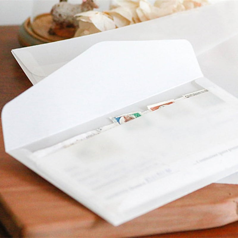 روزنيس ظرف دعوة روزينيس من ورق الرق لأظرف بطاقات التهنئة والإعلانات والصور وبطاقات الهدايا شفاف مقاس 12.5 × 17.5 سم 50 قطعة - Image 2