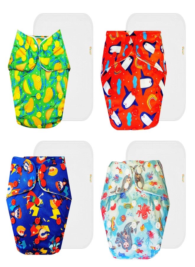 Dumbledo Premium Cloth Diaper with Cotton Insert (Pack of 4) | Snug Fit | Breathable | Travel Friendly | Perfect for Indian Summers | 3 Months - 3 Years | Unisex Baby - Image 1