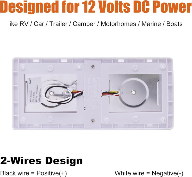 FACON LED 12V RV Interior Lights with Touch Dimmable Switch, Double Dome Light 12W 1000LM, 3Colors: 3000K/3500K/4000K, 12Volts LED Ceiling Light for RV, Camper, Caravan, Trailer, 5th Wheel, Boat - Image 5