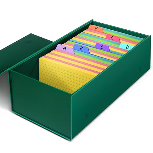 tutata 3x5 Index Card Holder Fits Dividers 35x55 Inches Index Card Storage Box Large Capacity 1 Pack Green - Image 1