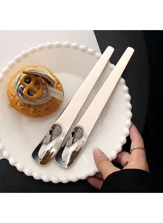 Bai Jie Baijie 304 Stainless Steel Long-handled Spoons, Mixing Spoons, Coffee Spoons, Dessert Spoons, Extended Ice Spoons, Small Soup Spoons, 2-piece Set  - Image 1