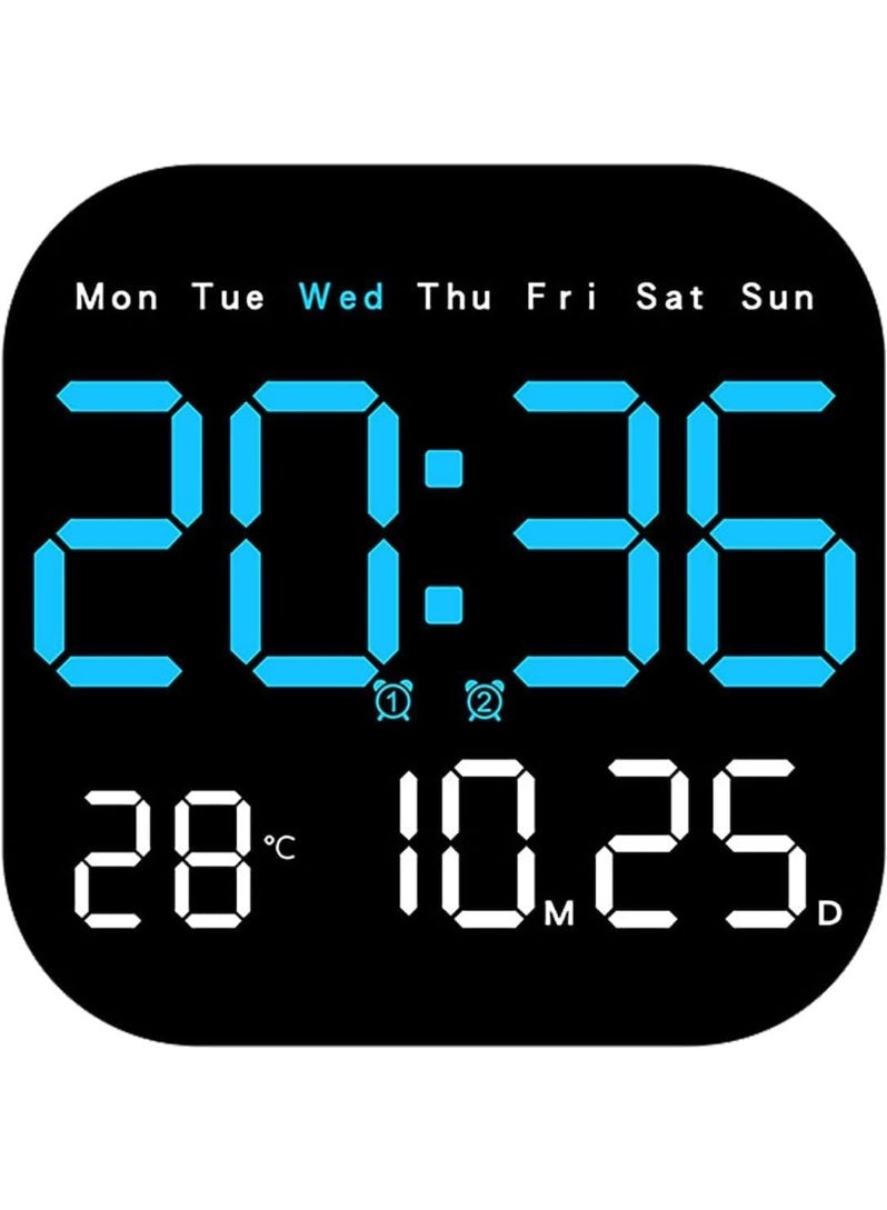 KITCHENOO Multifunctional digital clock for home and office, LED digital wall clock with large display, adjustable, displays date, day of the week, and temperature. - Image 1