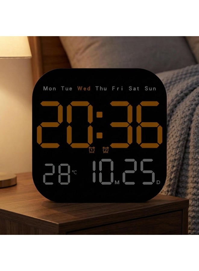 KITCHENOO Multifunctional digital clock for home and office, LED digital wall clock with large display, adjustable, displays date, day of the week, and temperature. - Image 5