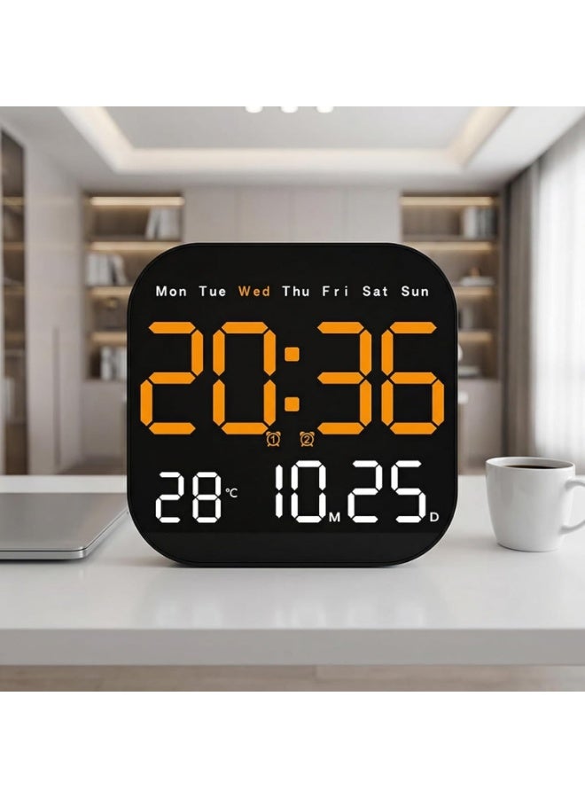 KITCHENOO Multifunctional digital clock for home and office, LED digital wall clock with large display, adjustable, displays date, day of the week, and temperature. - Image 3
