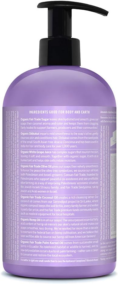 Dr. Bronner's صابون سكر شجرة الشاي العضوي 4 في 1 من دكتور برونر مصنوع من زيوت عضوية وسكر ومسحوق شيكايكي 701 مل زجاجة مضخة معاد تدويرها - Image 2