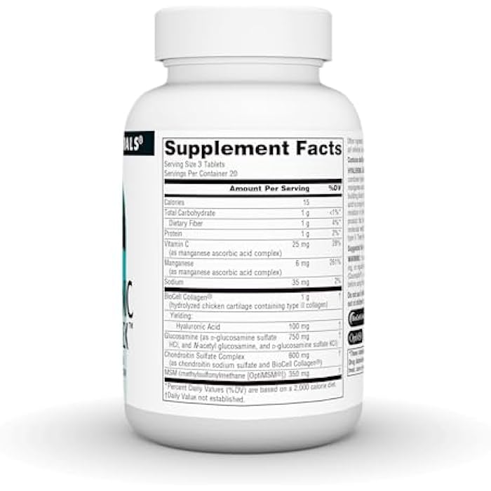 Source Naturals Hyaluronic Joint Complex with Glucosamine, Chondroitin & MSM Extra Strength - 60 Tablets - Image 2