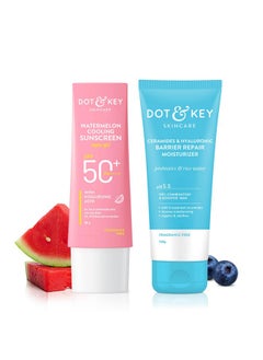 Dot & Key Dot & Key Ceramides & Hyaluronic Skin Barrier Repair + Face Cream100G & Dot & Key Watermelon Cooling Sunscreen Spf 50 Pa+++ 50G | For Normal Skin | Skin Care Combo | For Women & Men  - Image 1