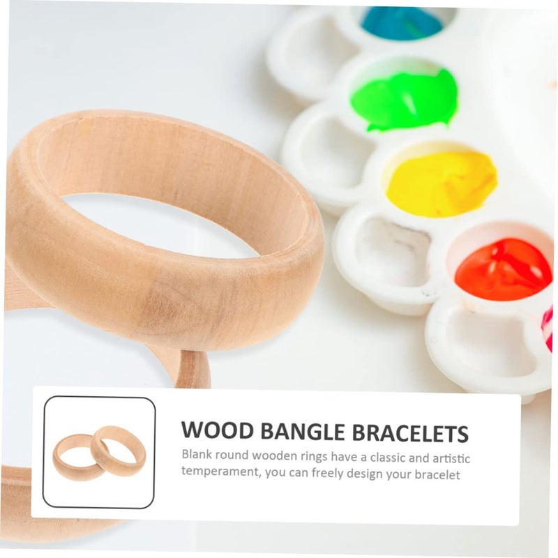 3 Pieces Unfinished Wooden Bangles for Kids Arts and Crafts DIY Painted Bracelets Jewelry Making Fun - Image 5