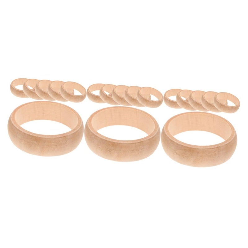 3 Pieces Unfinished Wooden Bangles for Kids Arts and Crafts DIY Painted Bracelets Jewelry Making Fun - Image 2