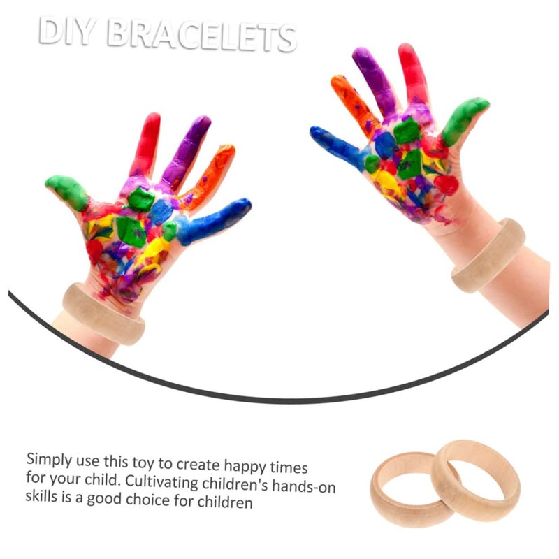 3 Pieces Unfinished Wooden Bangles for Kids Arts and Crafts DIY Painted Bracelets Jewelry Making Fun - Image 3