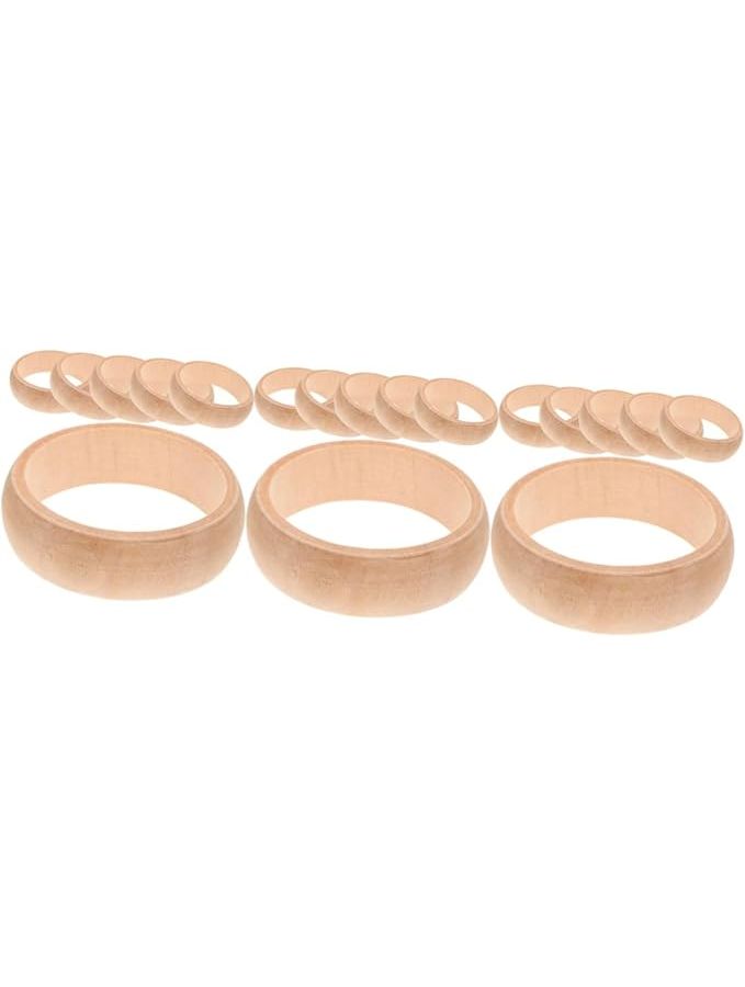 3 Pieces Unfinished Wooden Bangles for Kids Arts and Crafts DIY Painted Bracelets Jewelry Making Fun - Image 1