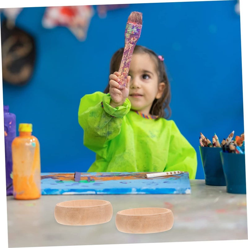 3 Pieces Unfinished Wooden Bangles for Kids Arts and Crafts DIY Painted Bracelets Jewelry Making Fun - Image 4