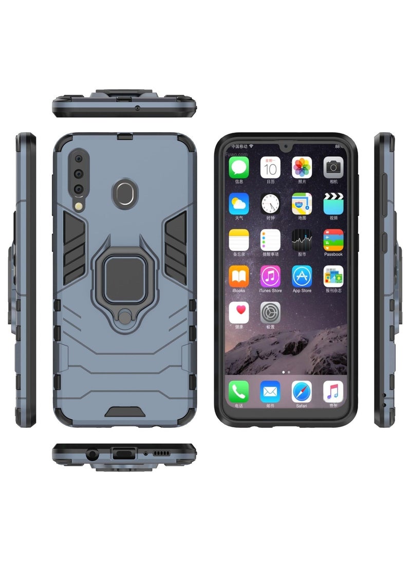 RICOONLINE for Samsung Galaxy M30/A40S Case, Shockproof Protective Phone Cover with Metal Ring Stand Blue - Image 4