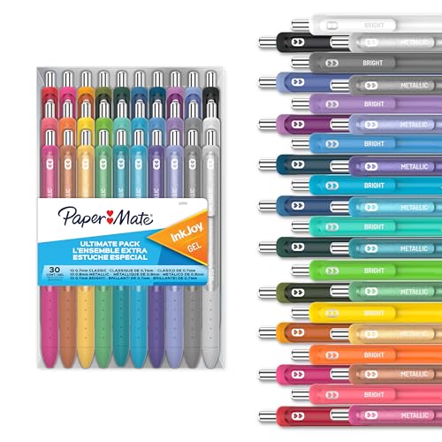 Paper Mate InkJoy Gel Pens Ultimate Pack, Retractable Pens, Featuring Classic, Bright!, and Metallic Pens, Assorted, 30 Count - Image 1