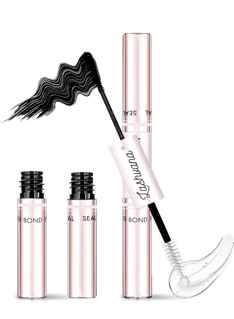 lashvana Eyelash Glue Bond and Seal, 2-in-1 Lash Cluster Glue with Black Bond and Clear Seal, Strong Hold for 72H, Long-Lasting Eyelash Extension Glue for Individual Lashes, DIY Cluster Lashes, Beginners and Home Use, Rose Gold. - Image 1