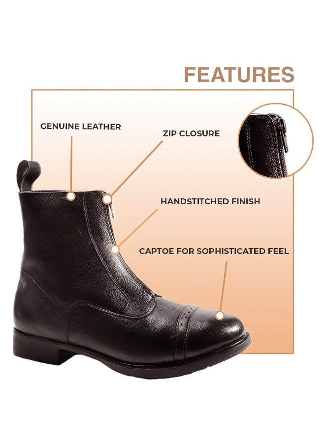Mont Hawk Long Zipper Closure Retro Style Unisex Fashion Elegant Wear Long Outdoor Boots Women Shoes Mont Hawk Special Genuine Leather Boots (Brown) - Image 4