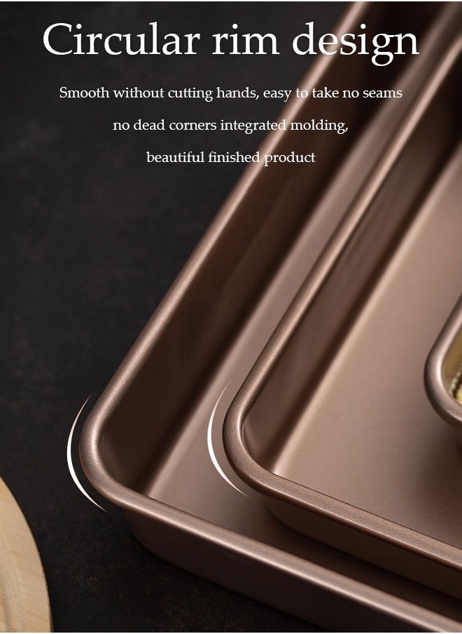 DUNISO 3 Pieces of Baking Sheet Set, carbon steel cake mold, double-sided non stick baking tool, high temperature resistant, with rectangular baking trays of 9, 11, and 13 inches, suitable for novice and bakers  - Image 4