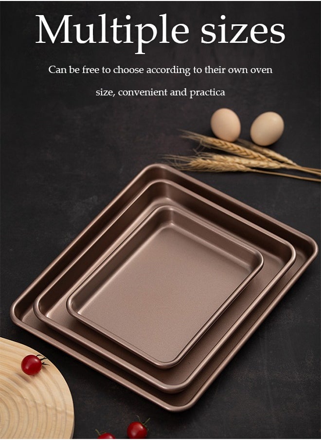 DUNISO - 3 Pieces of Baking Sheet Set, carbon steel cake mold, double-sided non stick baking tool, high temperature resistant, with rectangular baking trays of 9, 11, and 13 inches, suitable for novice and bakers - Image 1