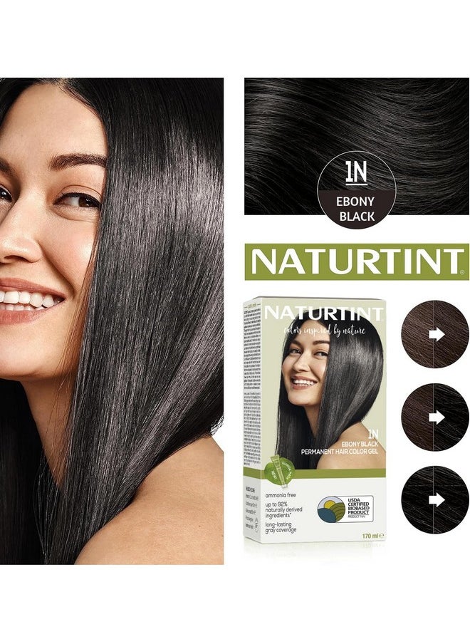 NATURTINT Permanent Hair Color | Ammonia Free Hair Colour Gel | 92% Natural Ingredients | Usda Certified Biobased | 100% Grey Coverage Long Lasting Hair Colour Vegan 170 Ml 1N Ebony Black  - Image 2