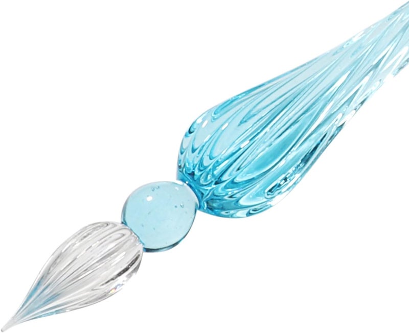 molshine Handmade Glass Dip Pen Crystal Calligraphy Pen Signature Dipped Pen for Artist Women Men Teens,Writing Drawing Decoration Gifts (Lake Blue) - Image 2