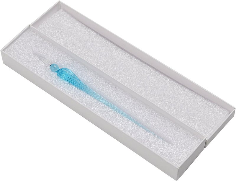 molshine Handmade Glass Dip Pen Crystal Calligraphy Pen Signature Dipped Pen for Artist Women Men Teens,Writing Drawing Decoration Gifts (Lake Blue) - Image 3