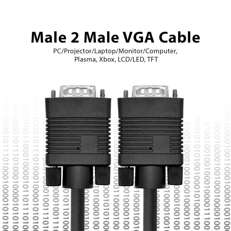 eplug it Male to Male Vga Cable 1.8 Meter | 15-Pin VGA to VGA Cable for PC/Projector/Laptop/Monitor/Computer, Plasma, Xbox, LCD/LED, TFT | Black - Image 3