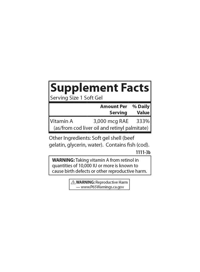 Carlson فيتامين أ، 10000 وحدة دولية (3000 ميكروغرام RAE)، صحة الرؤية، 100 كبسولة لينة - Image 4