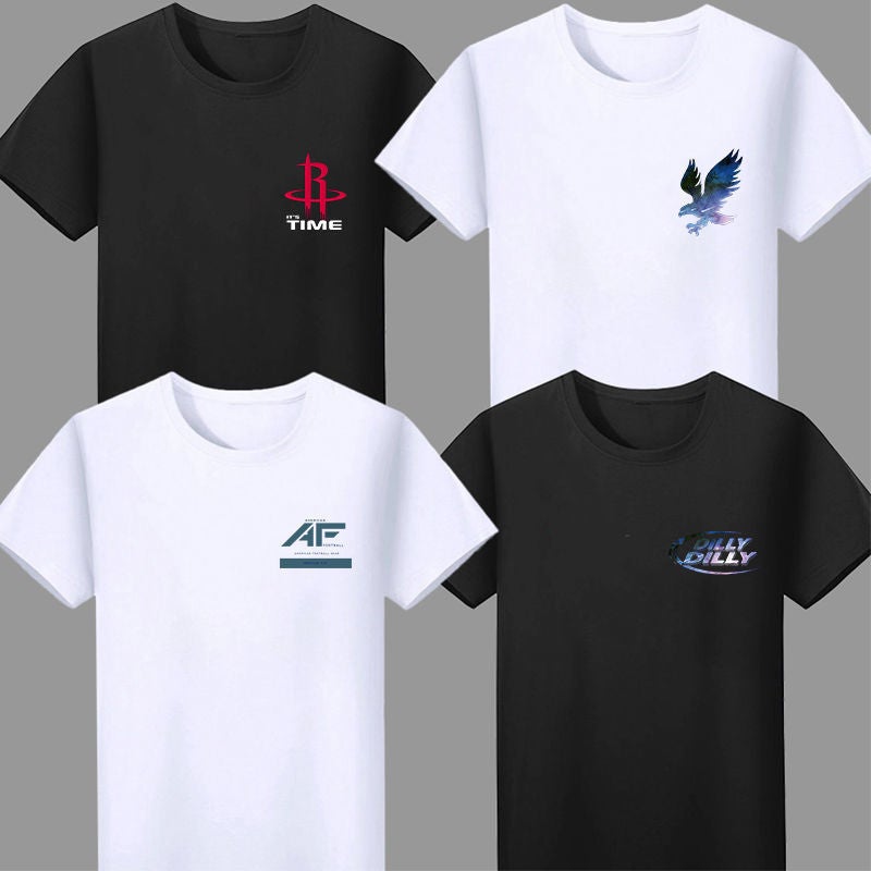 Summer short-sleeved T-shirt mens stall clothes Night Market young middle-aged large size mens wholesale 5 yuan base shirt Pure White  - Image 5