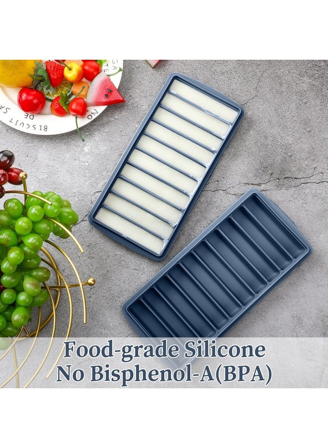 Eaasty 2 Pieces Breastmilk Storage Container Baby Food Milk Silicone Freezer Trays with Lid Breastmilk Freezer Tray Organizer Ice Trays Silicone Storage Bag Tray 10-1 oz Bars(Blue) - Image 3