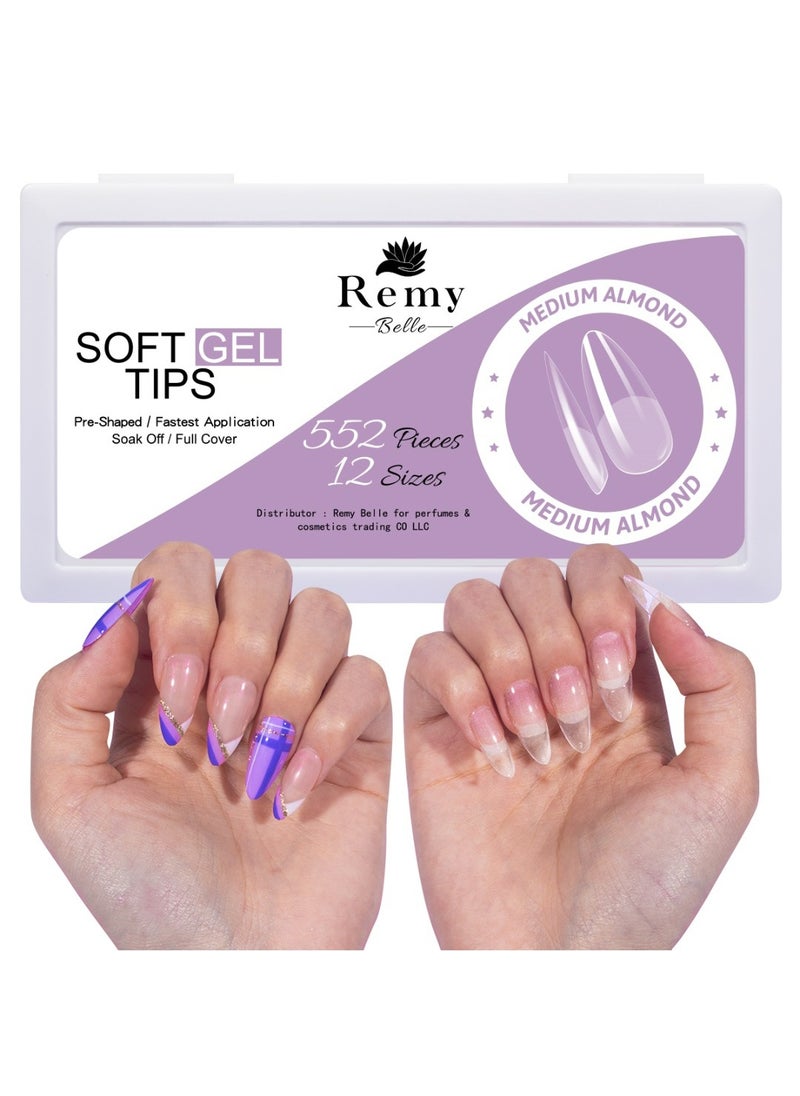 Remy Belle Soft Gel Nail Tips Medium Almond 552 Pcs 12 Sizes  - Image 1
