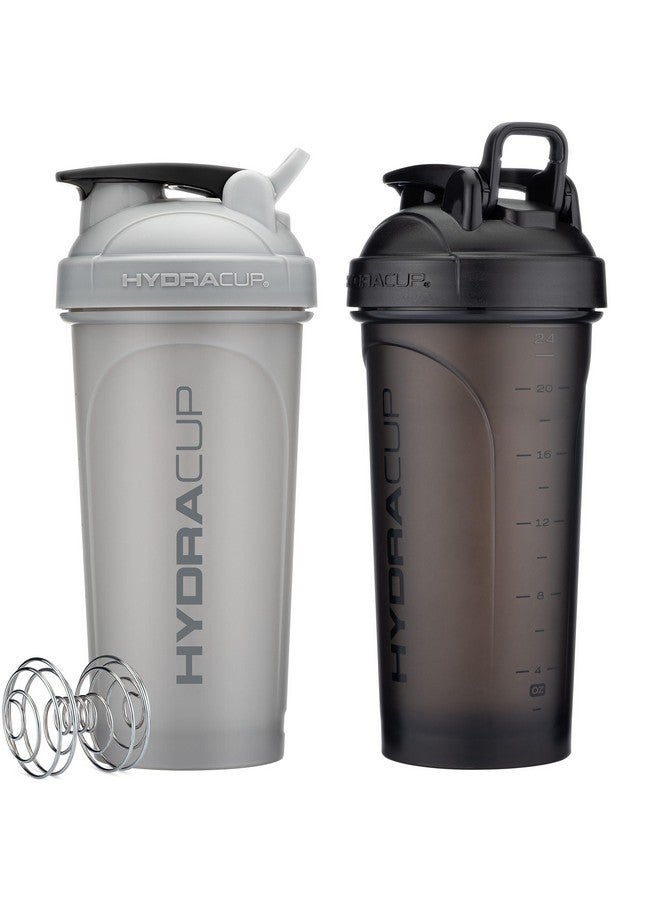 Hydra Cup ProFlow [2 Pack] 28 oz Shaker Bottles for Protein Shakes, Shaker Cups with Ball Blender Whisk, Shaker Bottle with Handle, Travel To Go, BPA Free (Black & Grey, 28oz) - Image 1