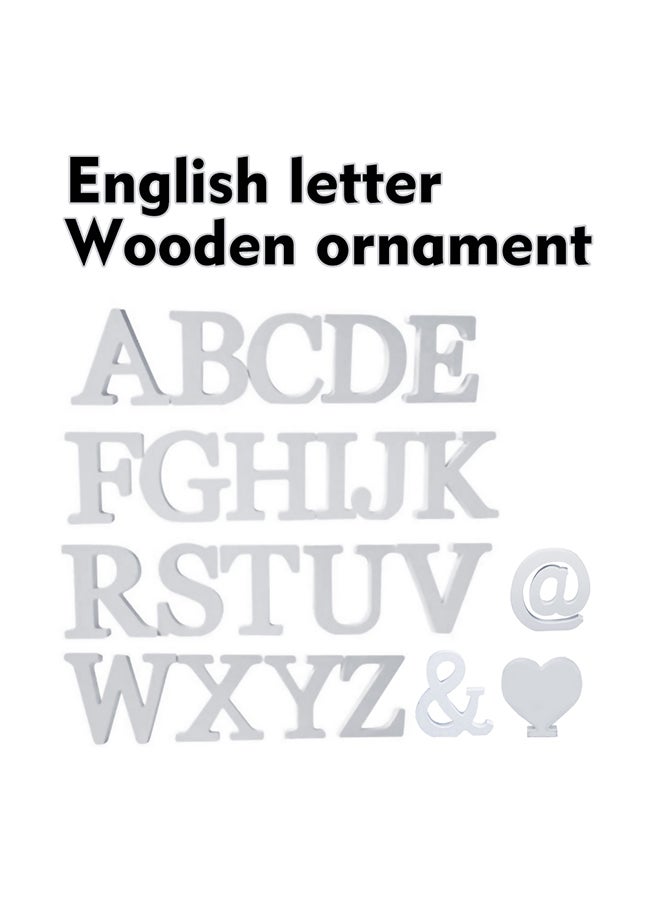 NIBEMINENT English Letter Wooden Ornament Set White 0.02kg - Image 1