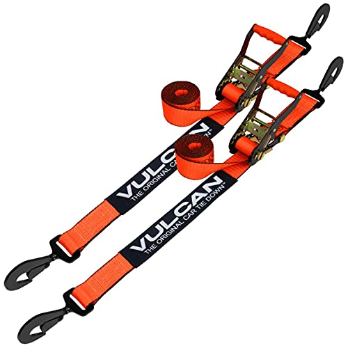 VULCAN Car Tie Down with Twisted Snap Hooks - 2 Inch x 96 Inch - 2 Pack - PROSeries - 3,300 Pound Safe Working Load - Image 1