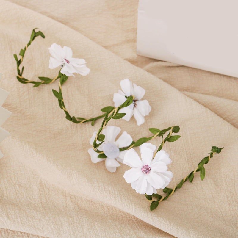 Green Elegant Blossomy Metal Hair Wreath For Women Casual Secure Ending - Image 5