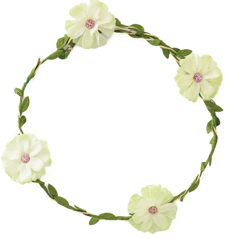 Green Elegant Blossomy Metal Hair Wreath For Women Casual Secure Ending - Image 2