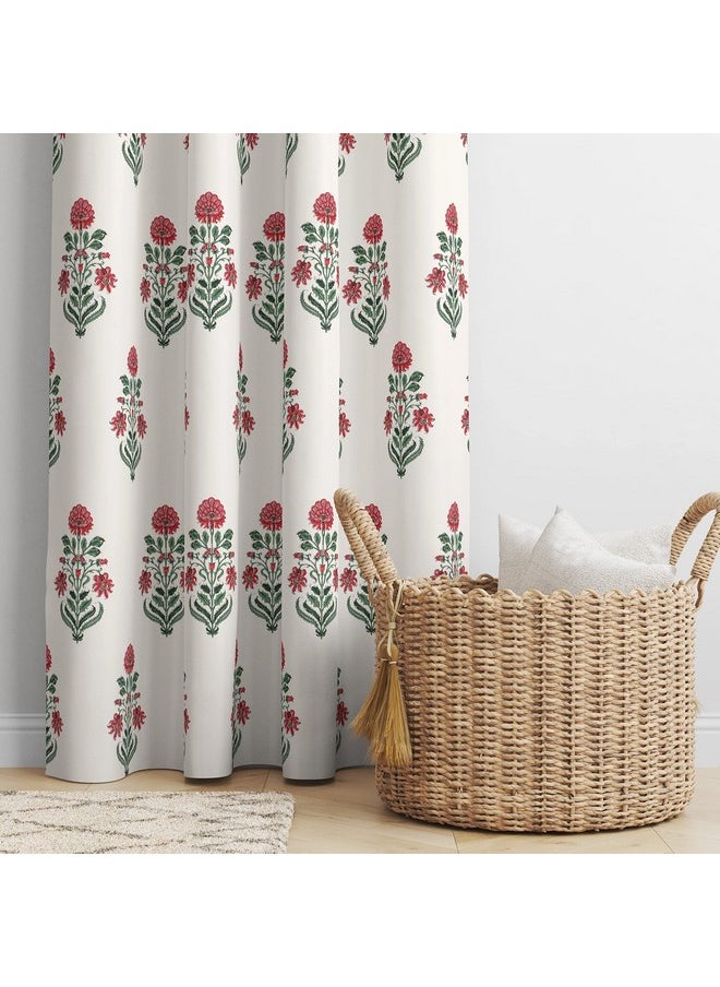 Trance Home Linen Floral Printed 60-65% Room Darkening Curtains for Door and Windows | 7 Feet 100% Cotton Curtains for Living Room Bedroom Office (Aangan Red - Set 2, 7Ft Door Curtains) - pzsku/ZA1C677165CD8234F9086Z/45/_/1737721268/6a4c26cd-c775-4ed6-9284-9832ed704360