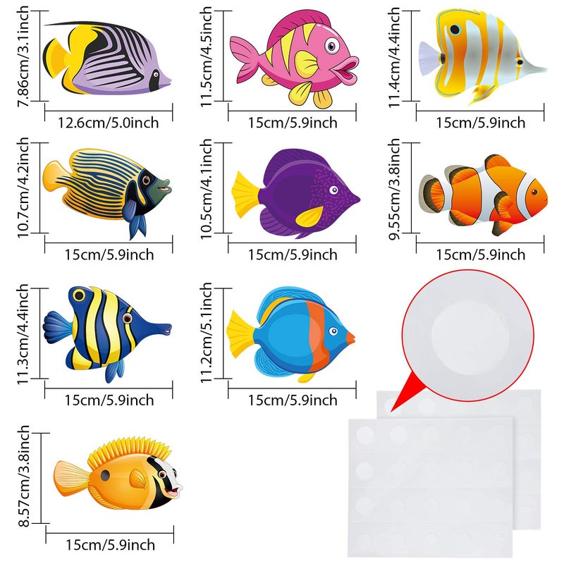 Blulu 45 Pieces Ocean Fish Cutouts for Classroom Decorations Colorful Tropical Fish Cutout Paper Accent with Glue Point for Bulletin Board Decor DIY Craft School Ocean Themed Birthday Party Supplies - Image 2