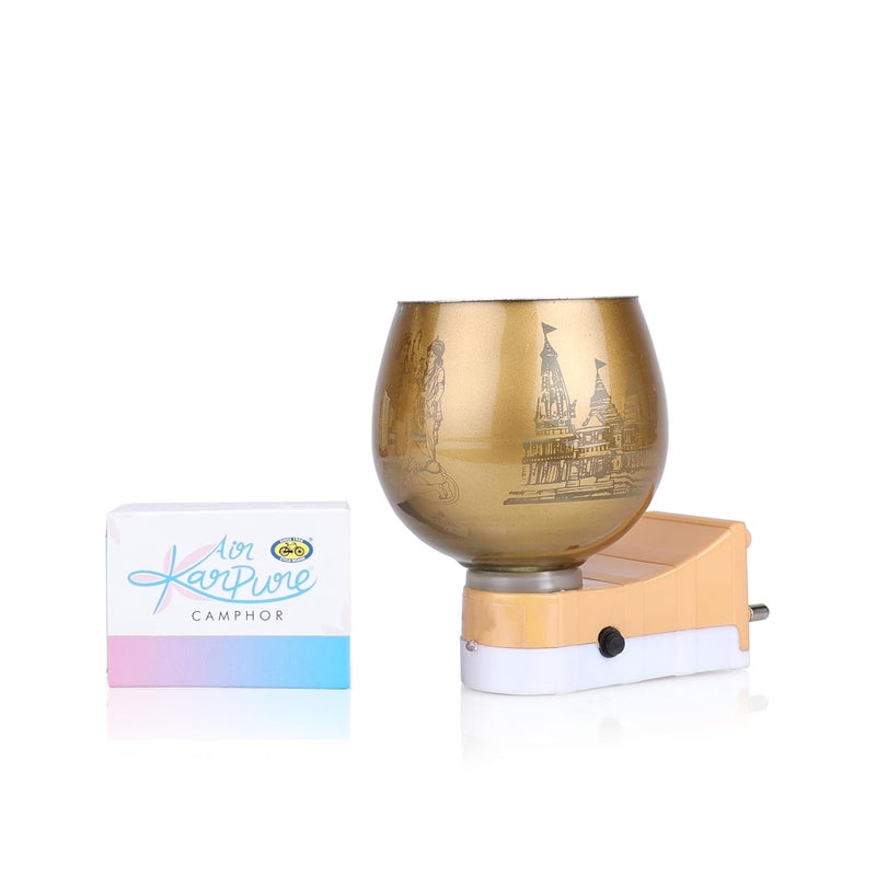 CYCLE Pure Multipurpose Camphor Electric Diffuser (Shri Rama) with Free Camphor Tablets | Electric Aroma Diffuser for Home | Ceramic Kapoor Dani with On/Off Switch | Night Lamp for Bedroom, Child Safe - Image 2