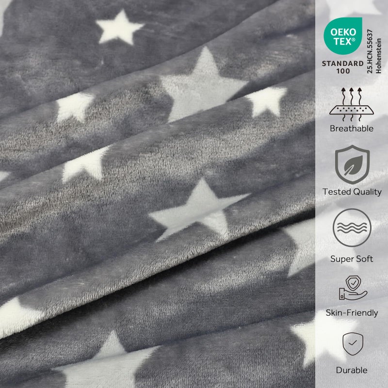 Vigorspring 3-In-1 Kids Travel Pillow And Blanket Set - 40X60 Inches Soft Grey Star Design | Travel Blanket Airplane Compact With Bag | Ideal For Travel  Camping  Car Rides & Home Decor - Image 5