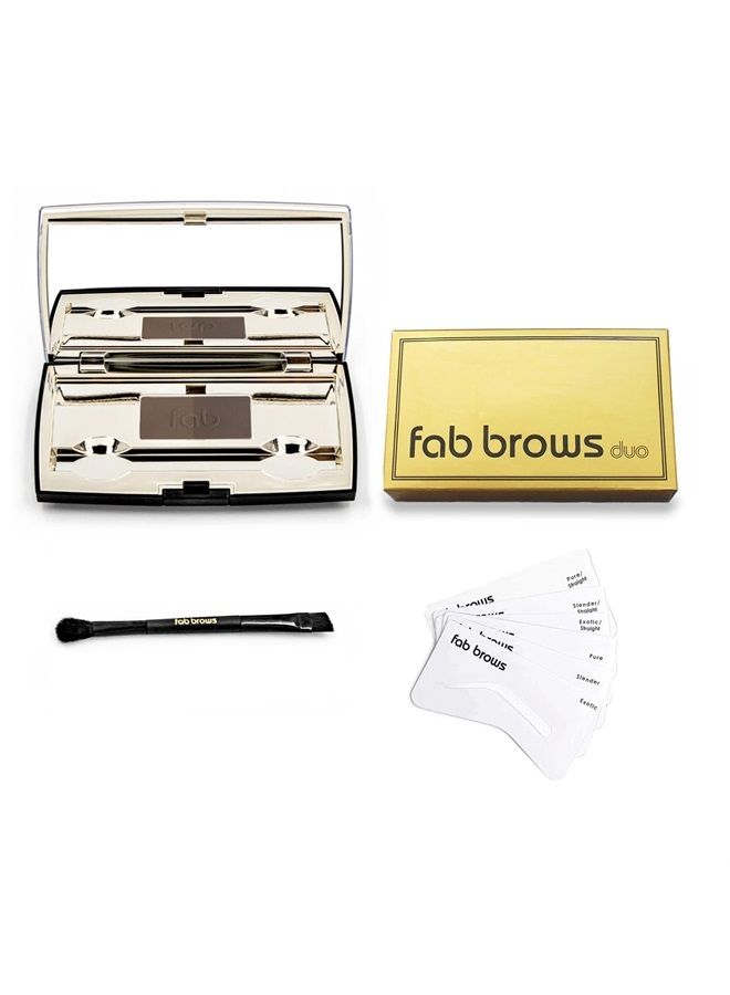 Fab Brows Duo Eyebrow Kit, Ultimate Brow Kit with Compact Powder Mirror and Eyebrow Shaper, Waterproof Eye Makeup Contour Palette Set for Eyebrow, Eyebrow Cosmetics, (Dark Brown/Chocolate Brown) - Image 1