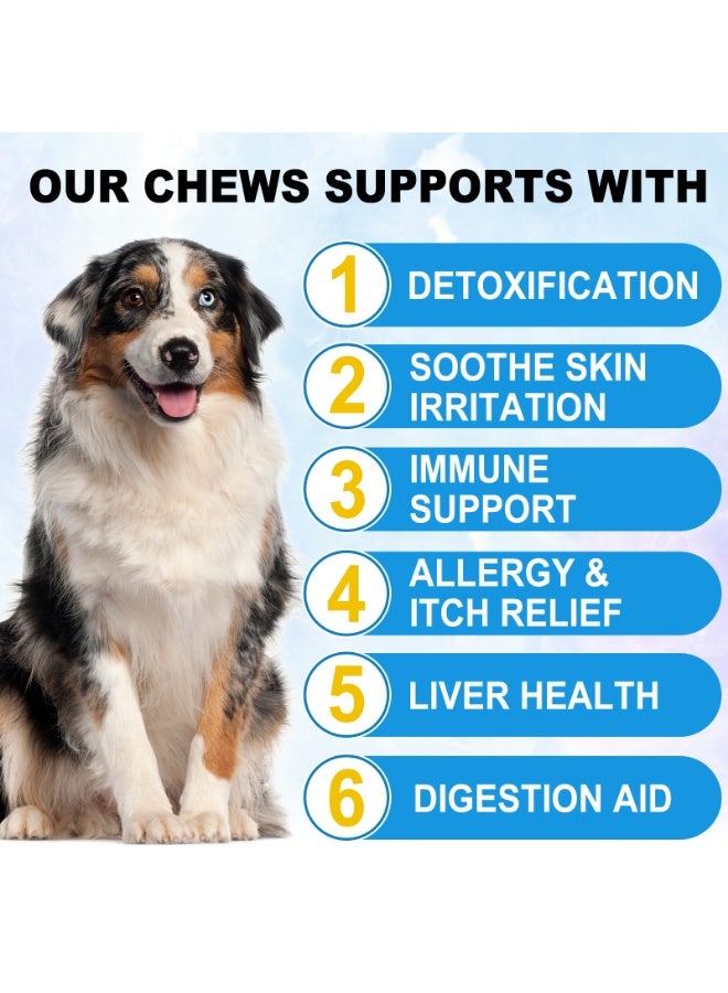 Oimmal 60 قطعة 132 جرام مضغيات تخفيف الحساسية المناعية، مضغيات تخفيف حساسية الكلاب، مضغيات حساسية الكلاب، تخفيف الحكة للكلاب، زيت السمك أوميغا 3 + إنزيمات اليقطين + DHA للكلاب، مضاد للبقع الساخنة + الحساسية الموسمية، صحة الجلد والمعطف المناعية لوازم رعاية الحيوانات الأليفة - Image 4