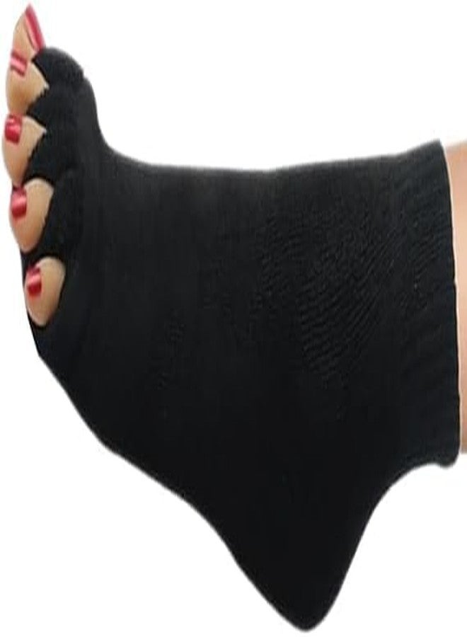 Cojuz Foot Alignment Socks women 5 Finger Toe Separator for Men & Women (Free Size | Black) Plantar Fasciitis Leg Foot Pain Relief Bunion Corrector Hallux Valgus, Orthopaedic socks for Office, Yoga, Gym - Image 5