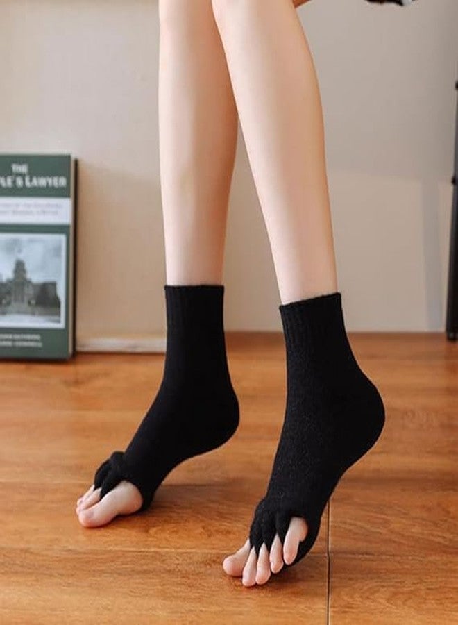 Cojuz Foot Alignment Socks women 5 Finger Toe Separator for Men & Women (Free Size | Black) Plantar Fasciitis Leg Foot Pain Relief Bunion Corrector Hallux Valgus, Orthopaedic socks for Office, Yoga, Gym - Image 3