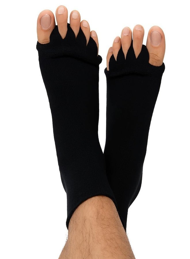Cojuz Foot Alignment Socks women 5 Finger Toe Separator for Men & Women (Free Size | Black) Plantar Fasciitis Leg Foot Pain Relief Bunion Corrector Hallux Valgus, Orthopaedic socks for Office, Yoga, Gym - Image 1