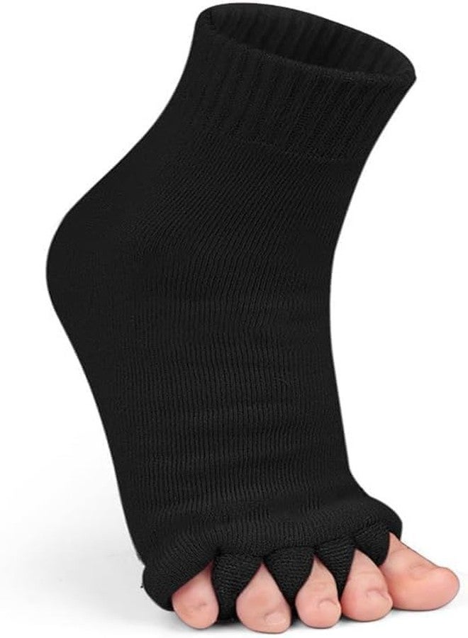 Cojuz Foot Alignment Socks women 5 Finger Toe Separator for Men & Women (Free Size | Black) Plantar Fasciitis Leg Foot Pain Relief Bunion Corrector Hallux Valgus, Orthopaedic socks for Office, Yoga, Gym - Image 4