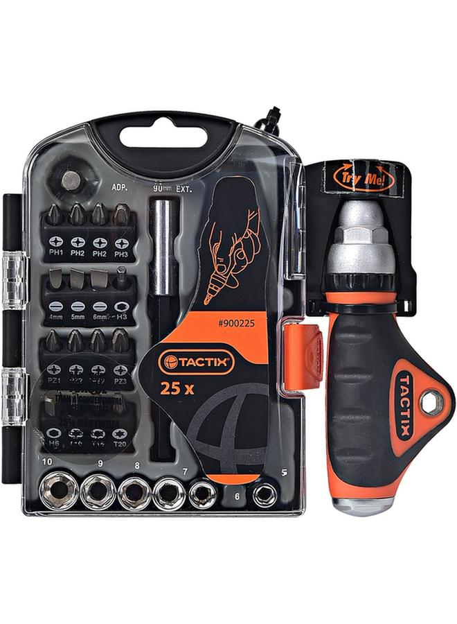 Tactix 25-Piece Break-Resistant Ergonomic Stubby Torque Screwdriver Set with Storage Case Multicolor  - Image 2