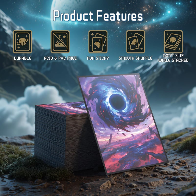 Kiiransr MTG Card Sleeves - Black Hole Damnation - Ultra Clear Front & Matte Finish Back, 100 Count Standard Size Matte Art Sleeve for Magic The Gathering - Image 5